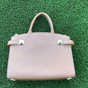 Michael Kors Tan Satchel with Silver Accents